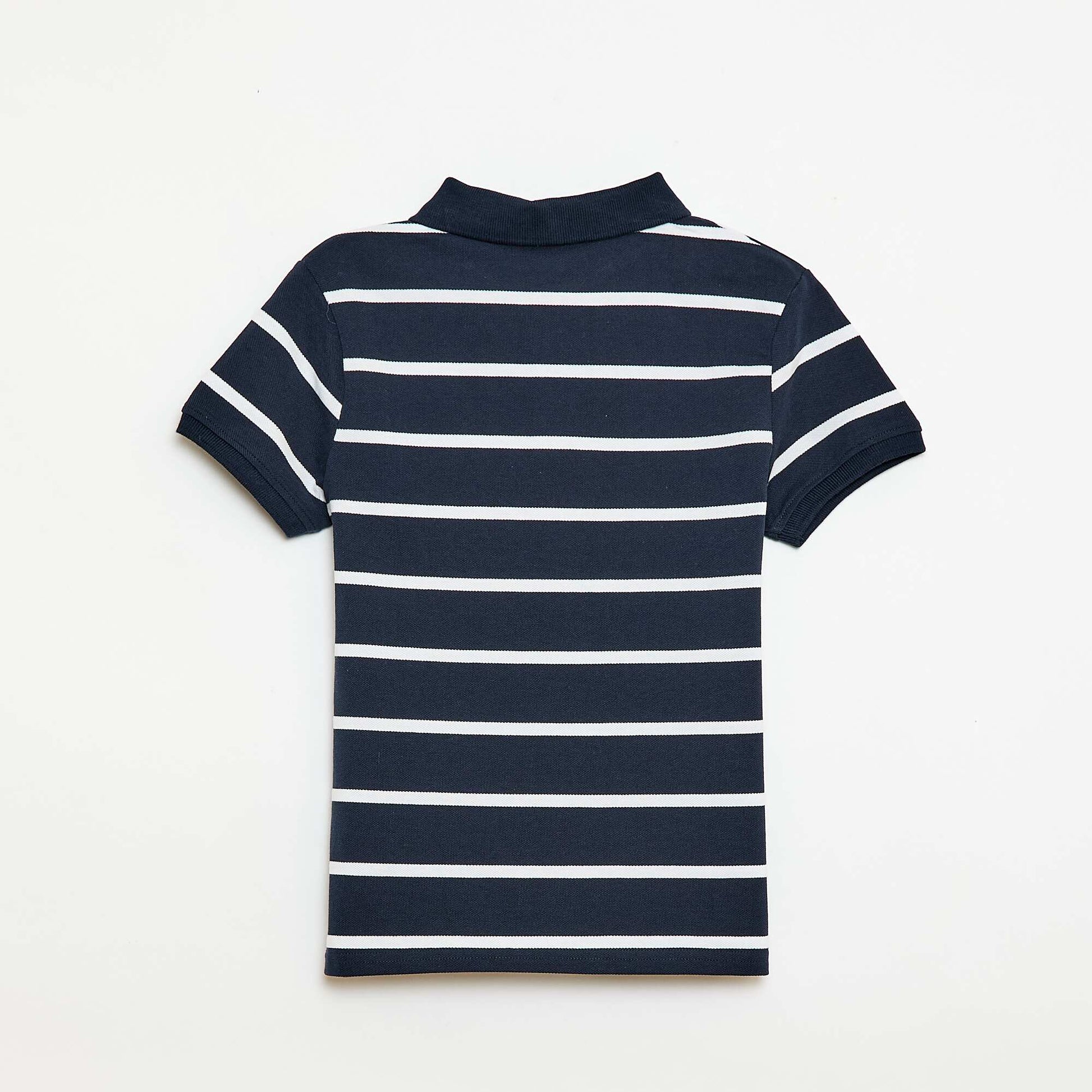 Remera de manga corta en piqué de algodón AZUL