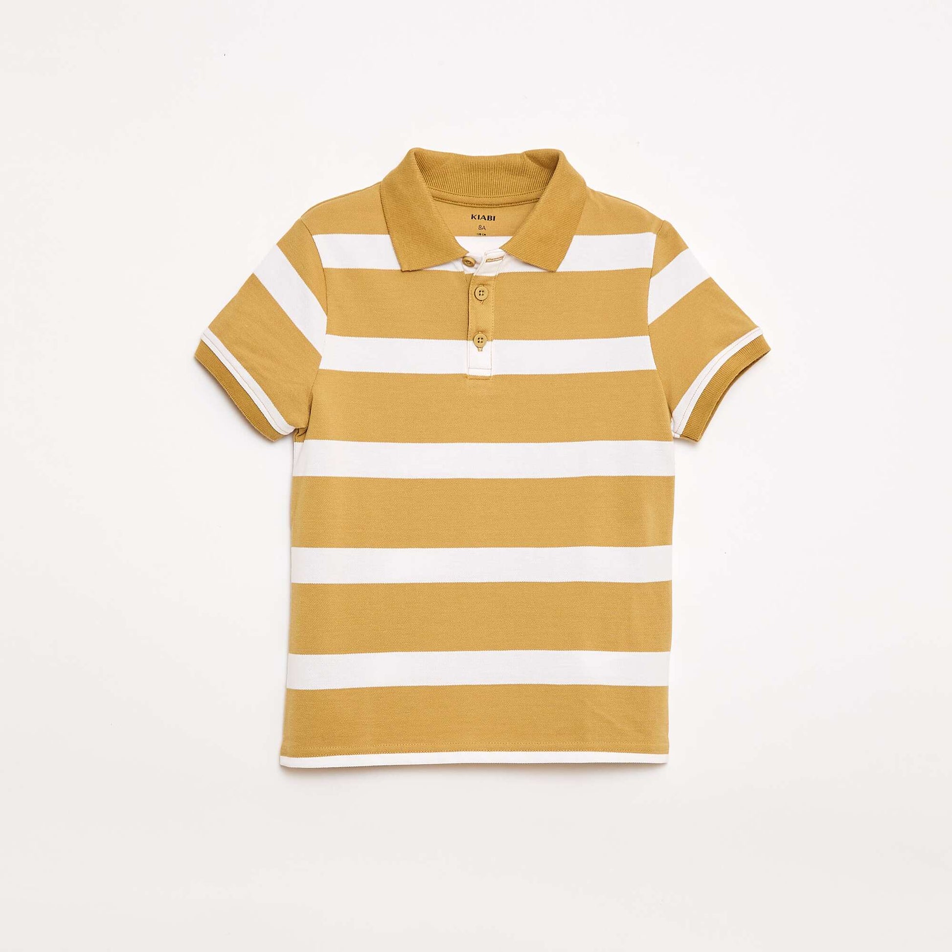Remera de manga corta en piqué de algodón BEIGE