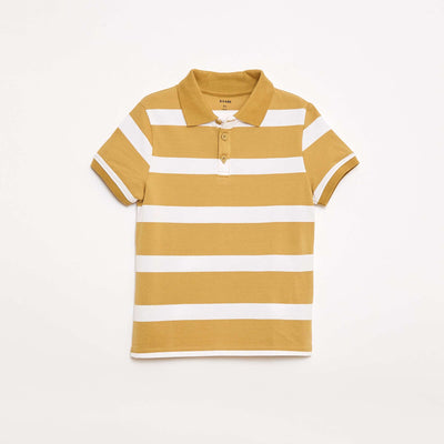 Remera de manga corta en piqué de algodón BEIGE