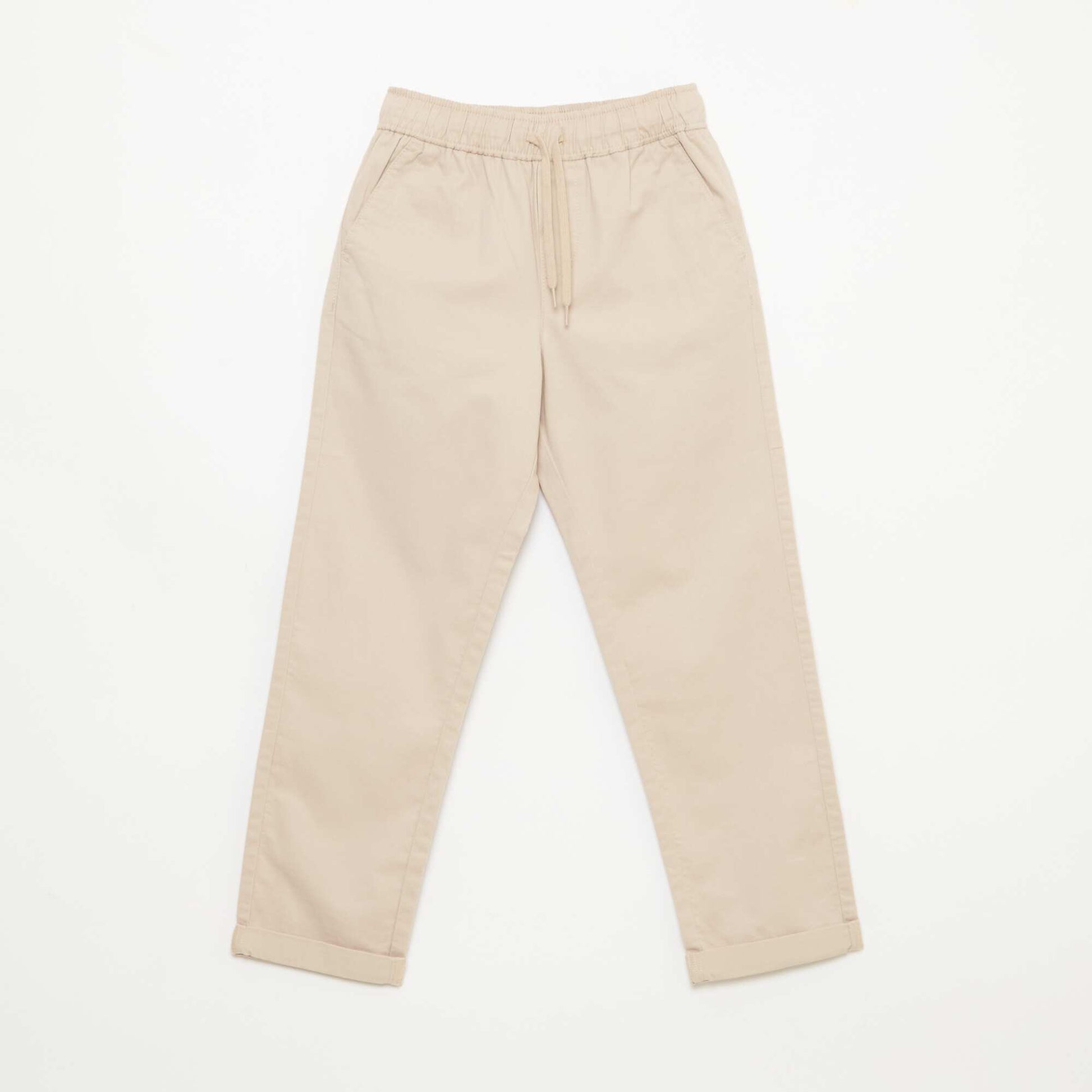 Jogpant liso con dobladillos BEIGE