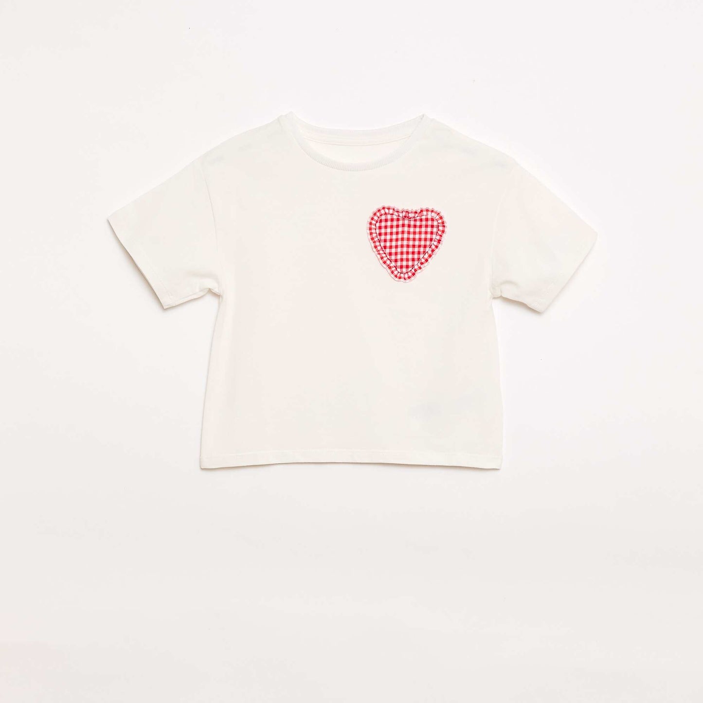 Camiseta con parche de vichy BLANCO