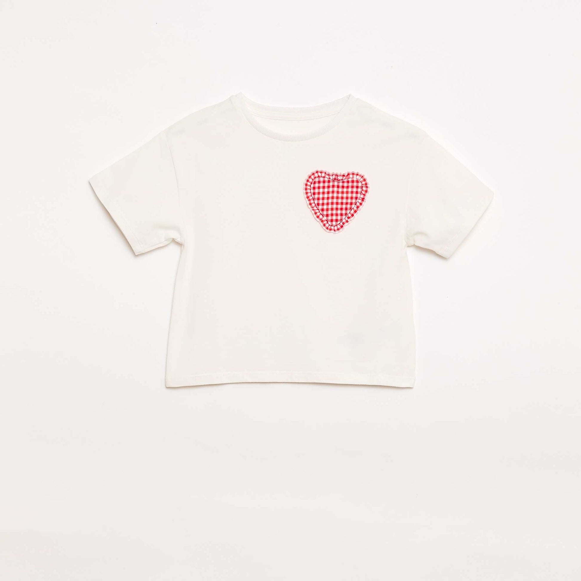 Camiseta con parche de vichy BLANCO