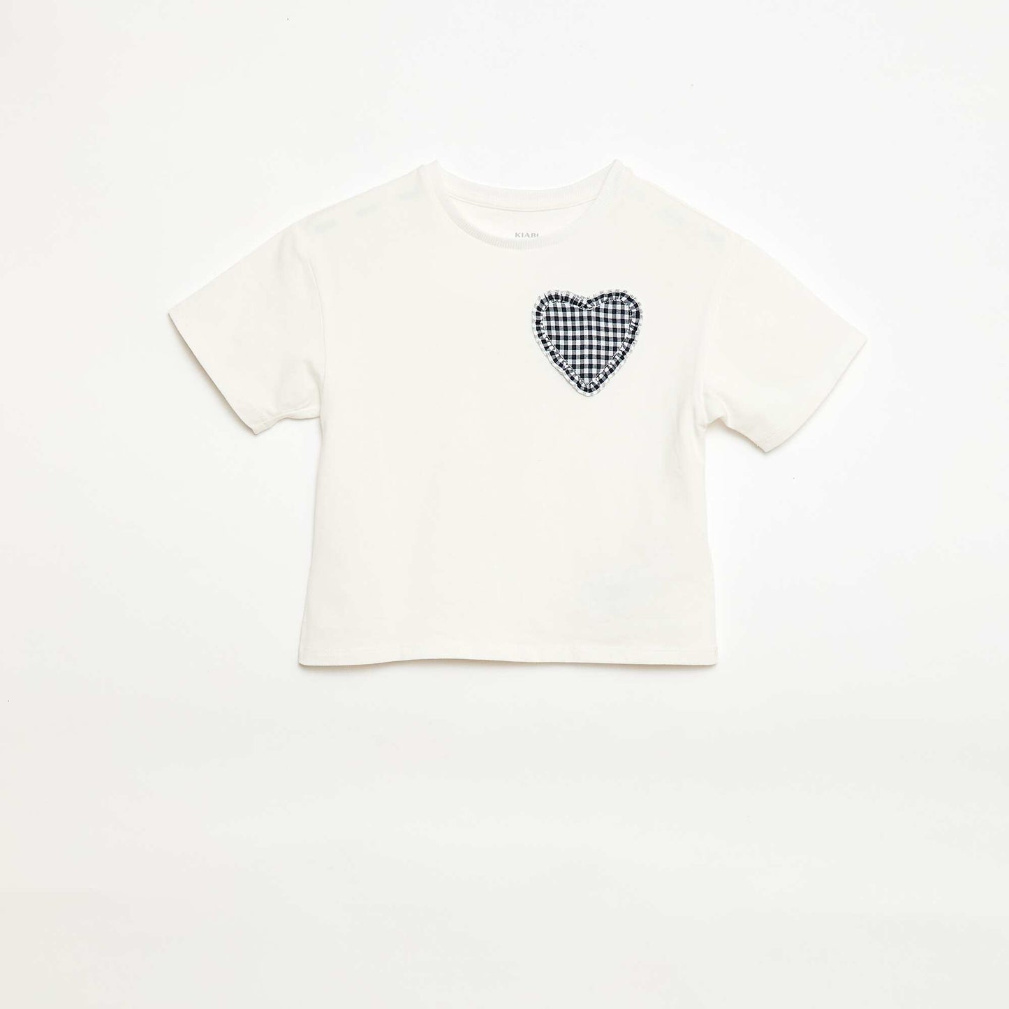 Camiseta con parche de vichy BLANCO