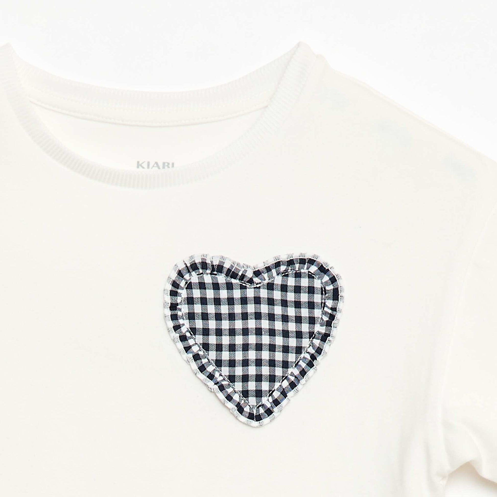 Camiseta con parche de vichy BLANCO