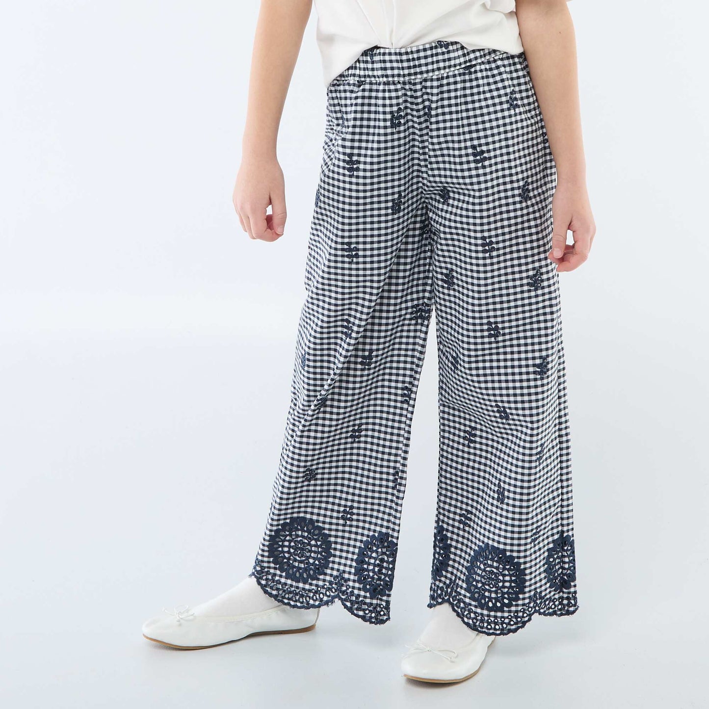 Pantalón de vichy en algodón AZUL
