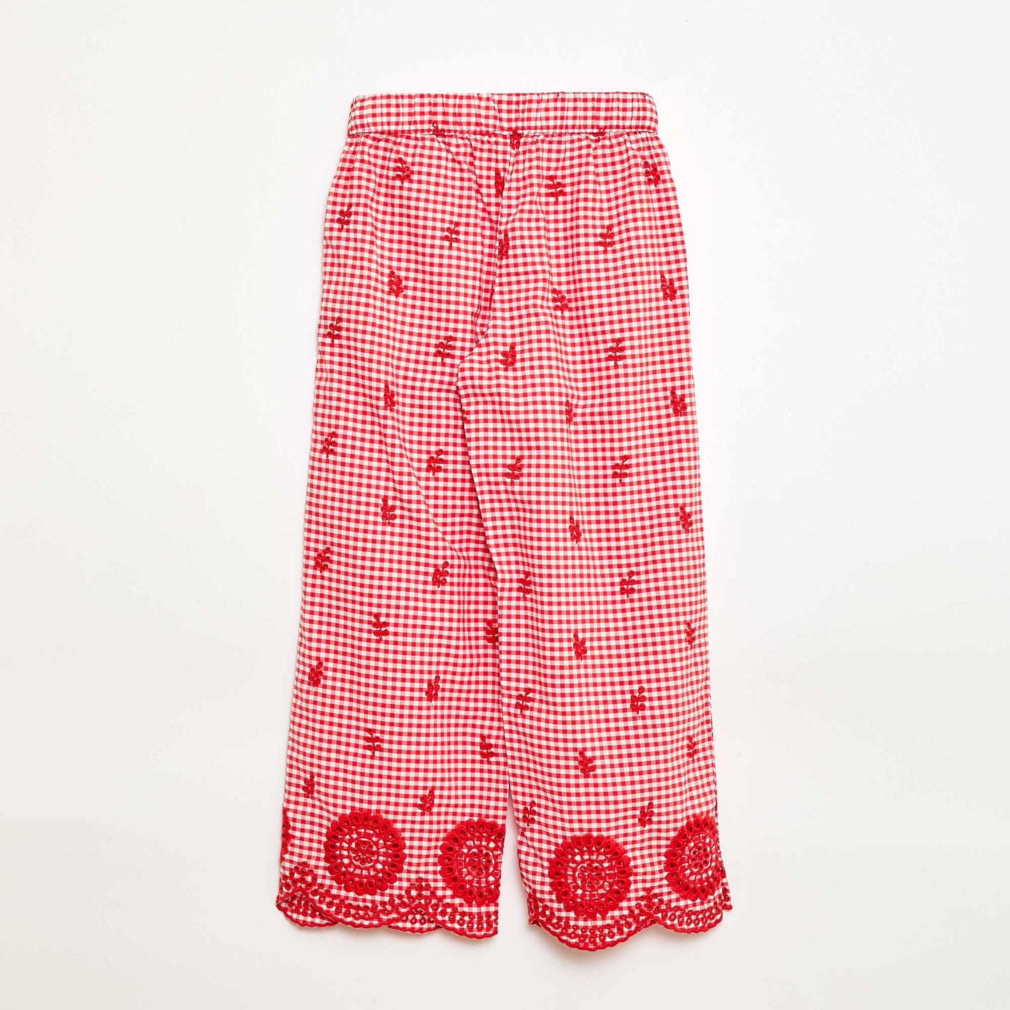 Pantalón de vichy en algodón ROJO