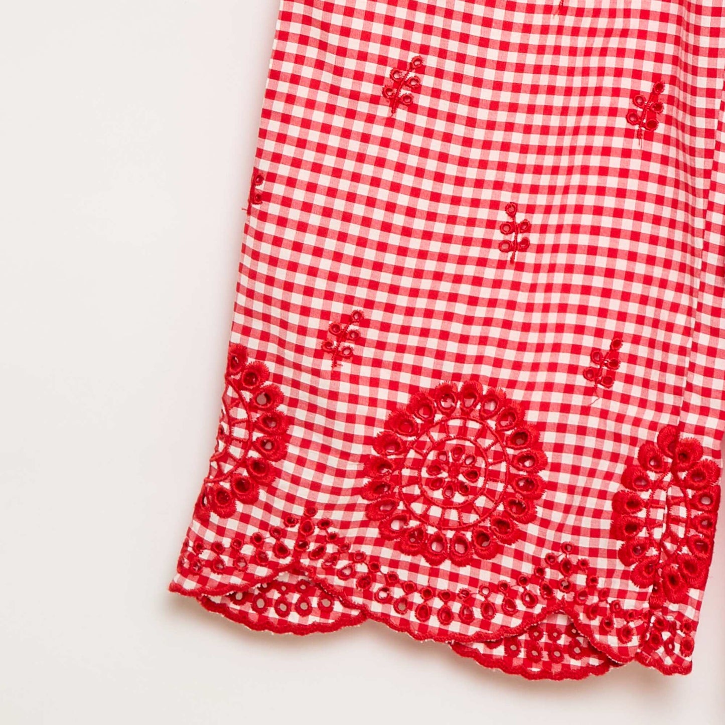 Pantalón de vichy en algodón ROJO