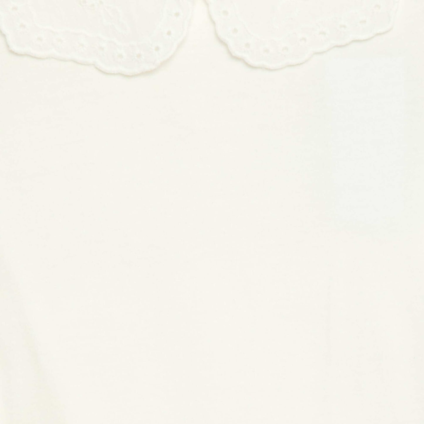Camiseta de punto con cuello redondo con bordados ingleses BLANCO