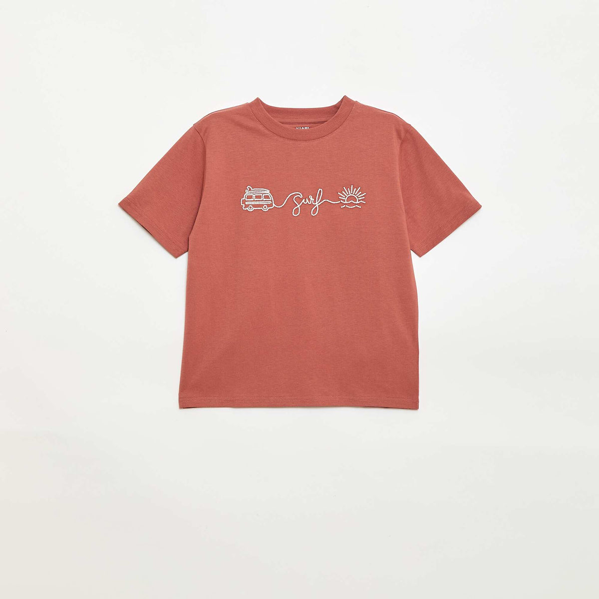 Camiseta de manga corta bordada ROJO
