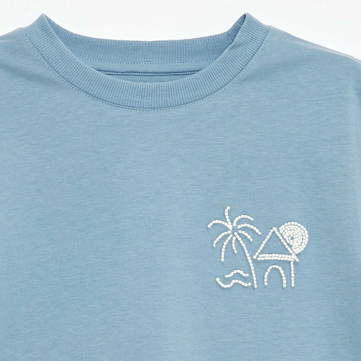 Camiseta de manga corta bordada AZUL