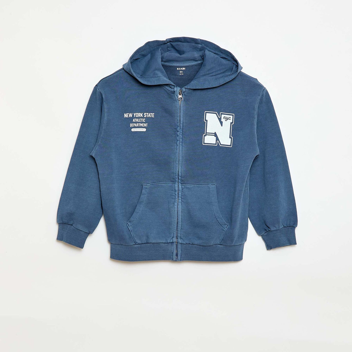 Buzo con cremallera y capucha con diseño AZUL