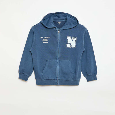 Buzo con cremallera y capucha con diseño AZUL