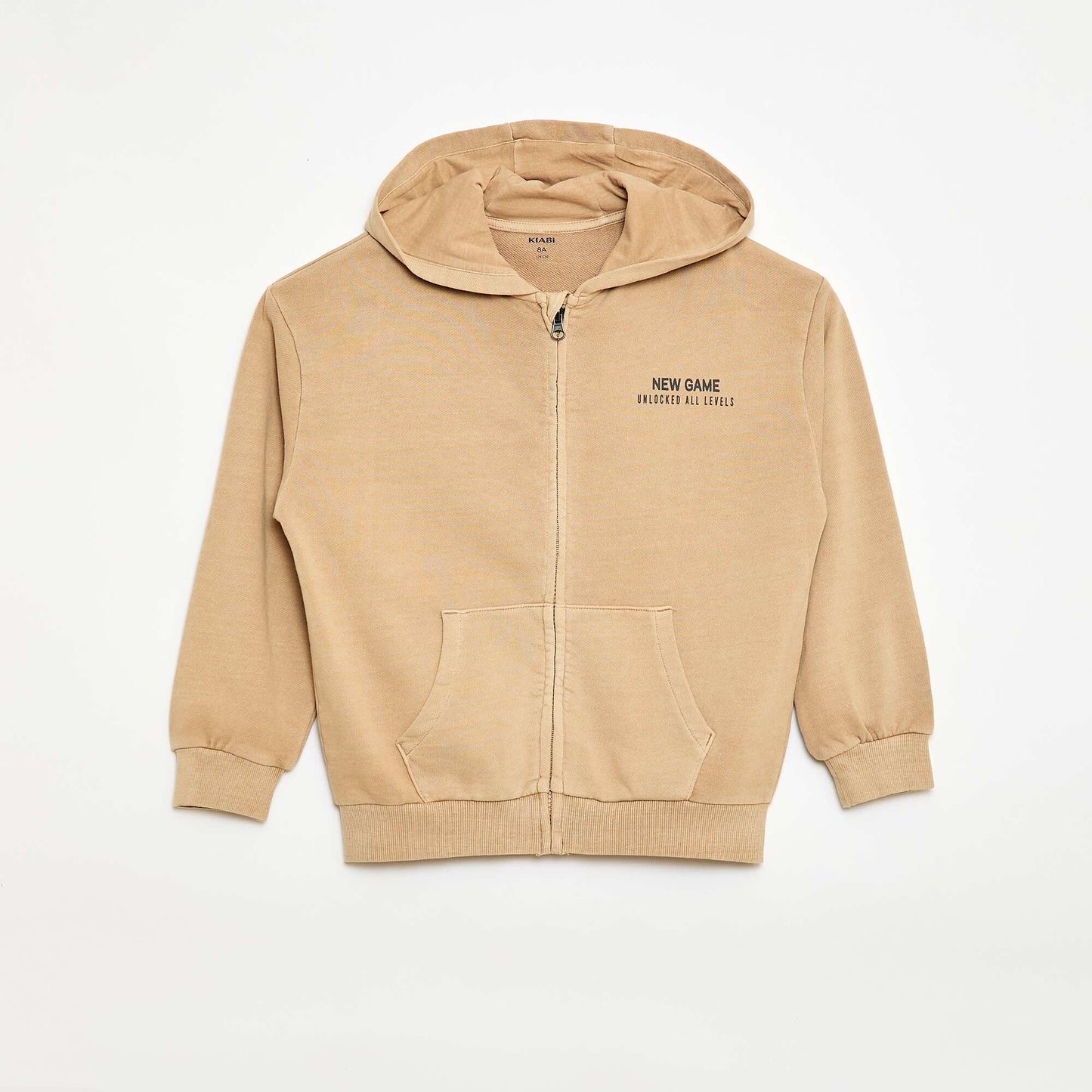 Buzo con cremallera y capucha con diseño BEIGE
