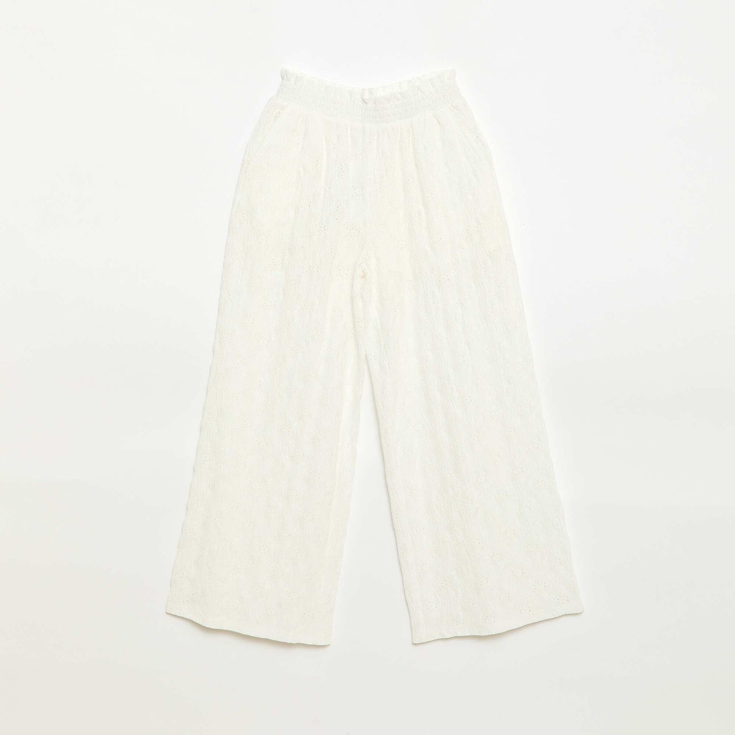 Pantalón ancho de bordado inglés BLANCO