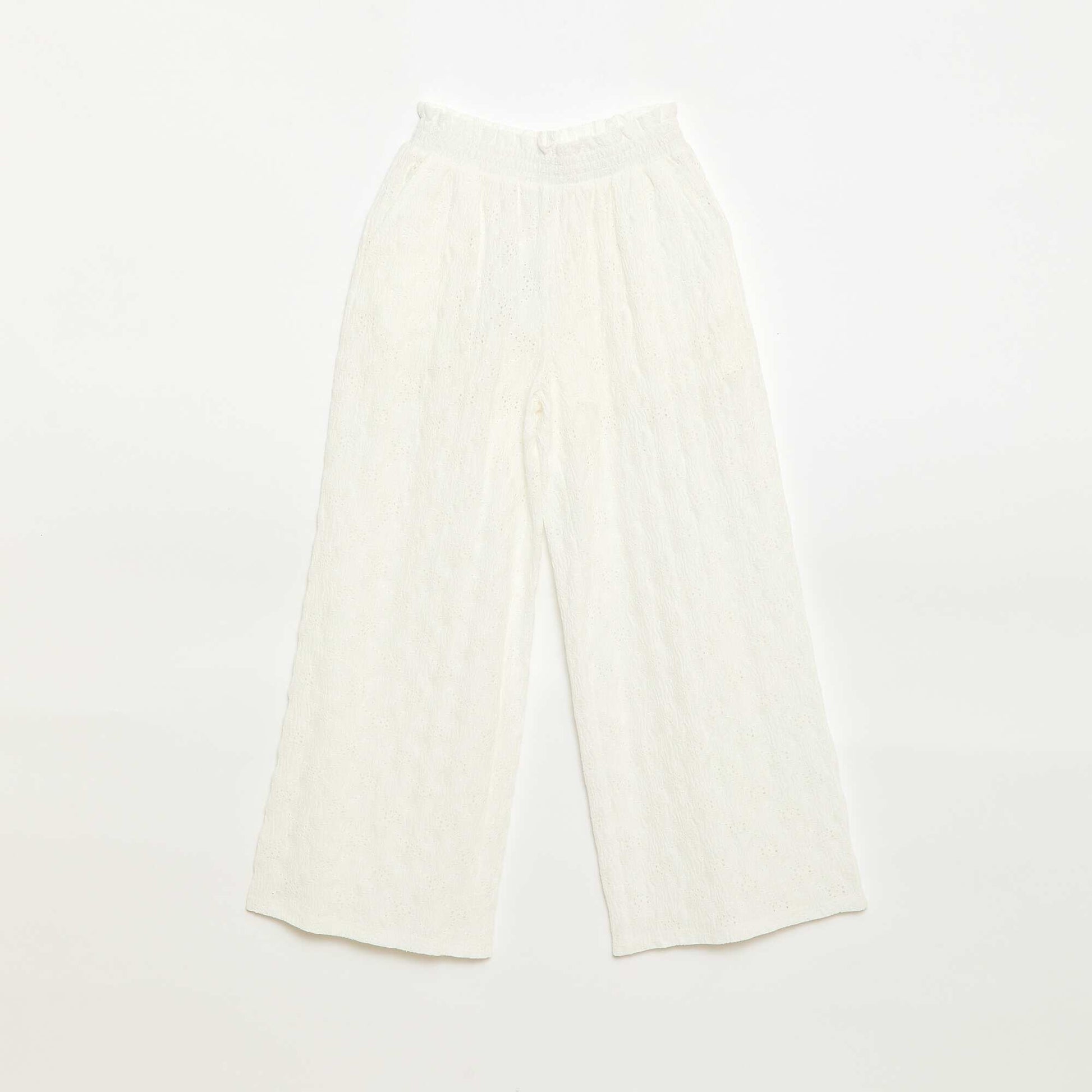 Pantalón ancho de bordado inglés BLANCO