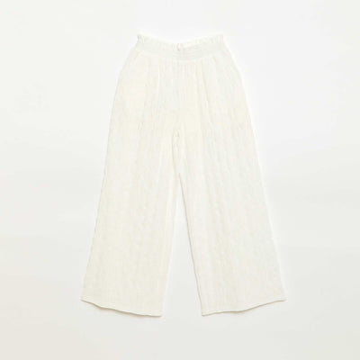 Pantalón ancho de bordado inglés BLANCO