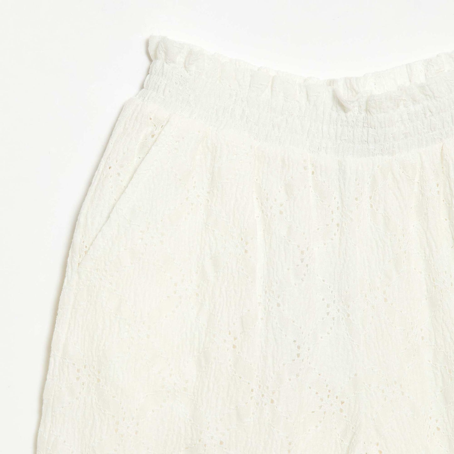 Pantalón ancho de bordado inglés BLANCO
