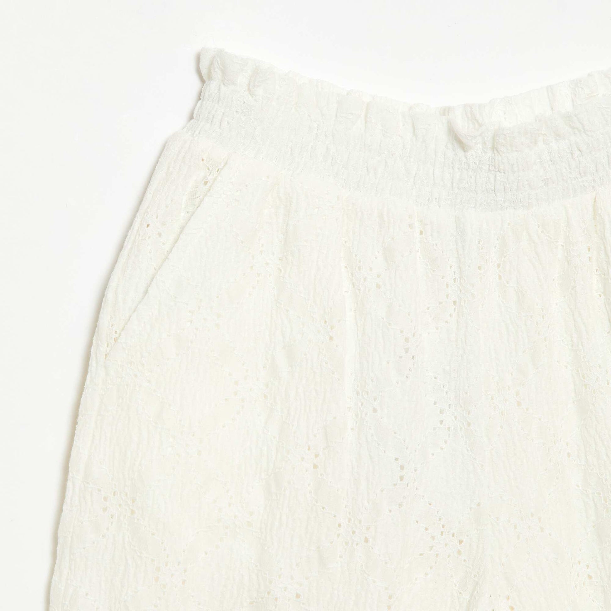 Pantalón ancho de bordado inglés BLANCO