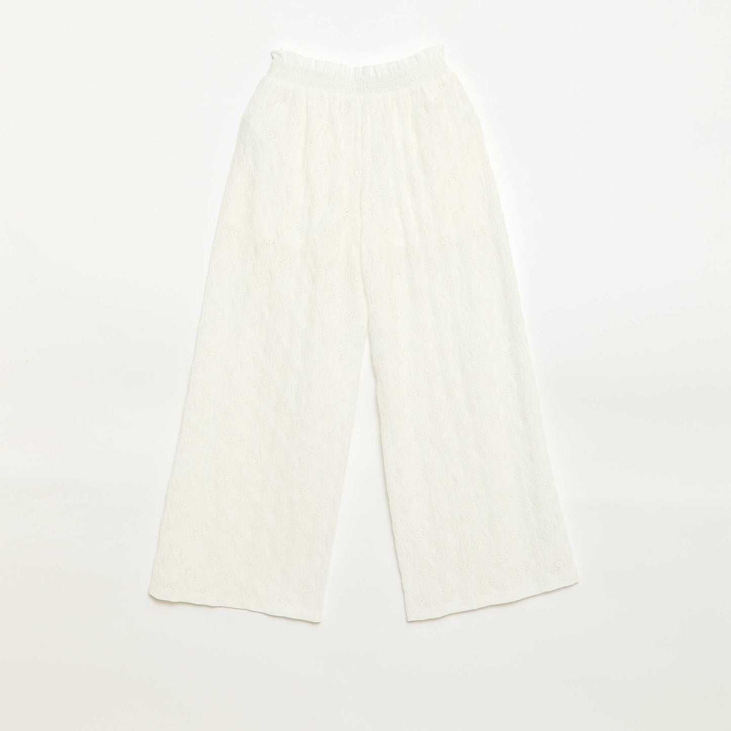 Pantalón ancho de bordado inglés BLANCO