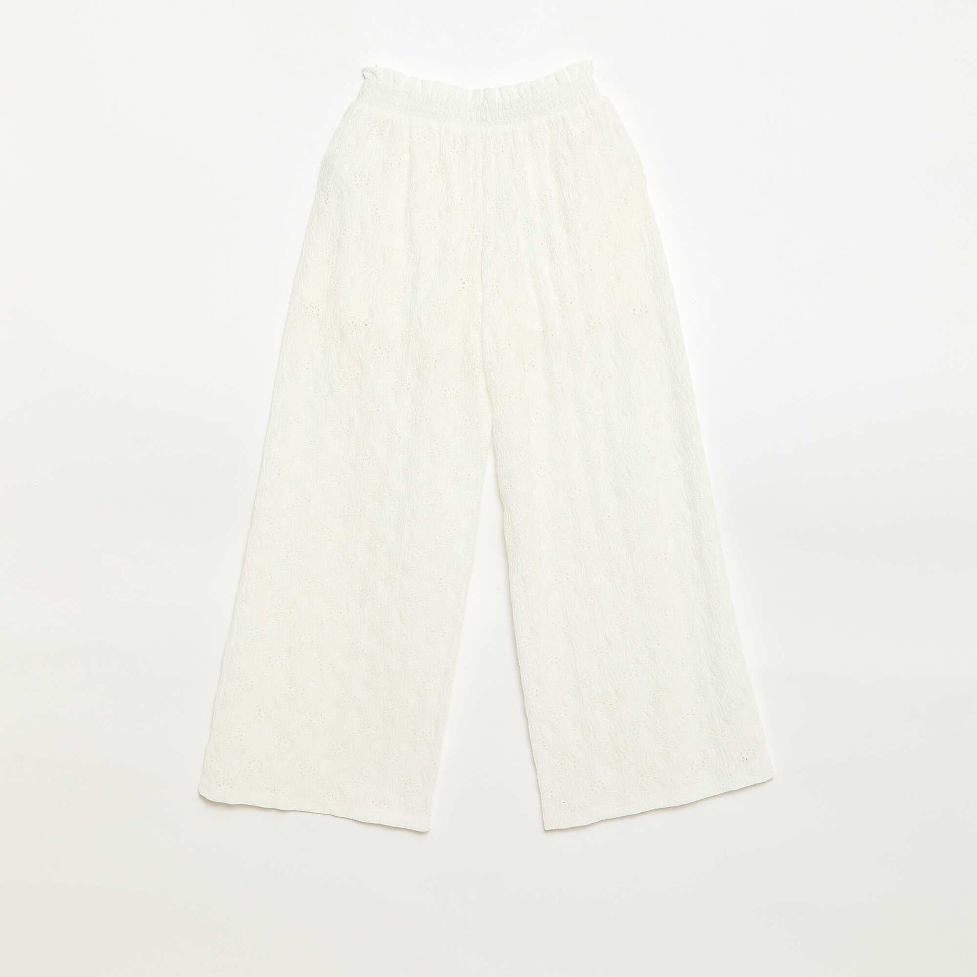Pantalón ancho de bordado inglés BLANCO