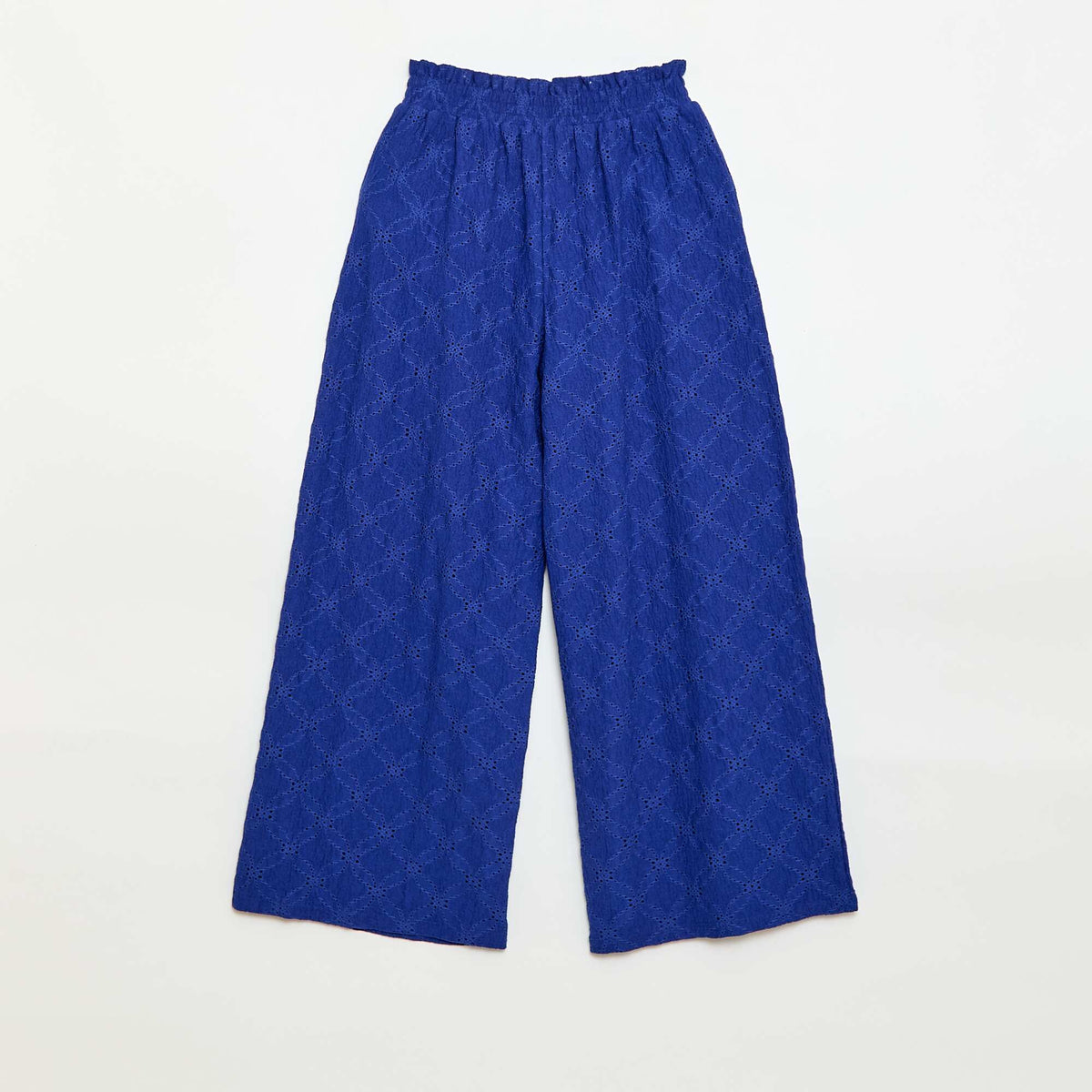 Pantalón ancho de bordado inglés AZUL