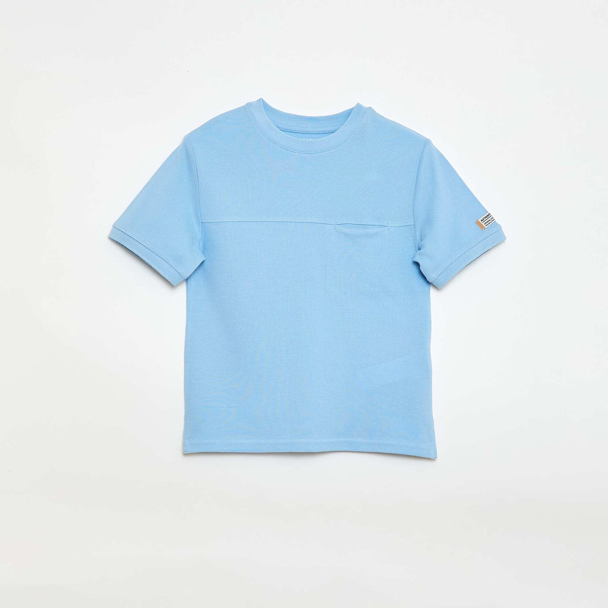 Camiseta de algodón piqué de manga corta AZUL
