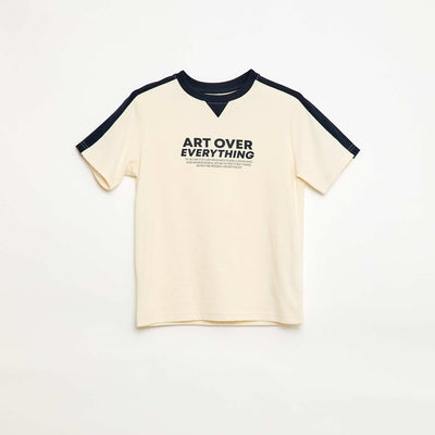 Camiseta estampada con mensaje BLANCO