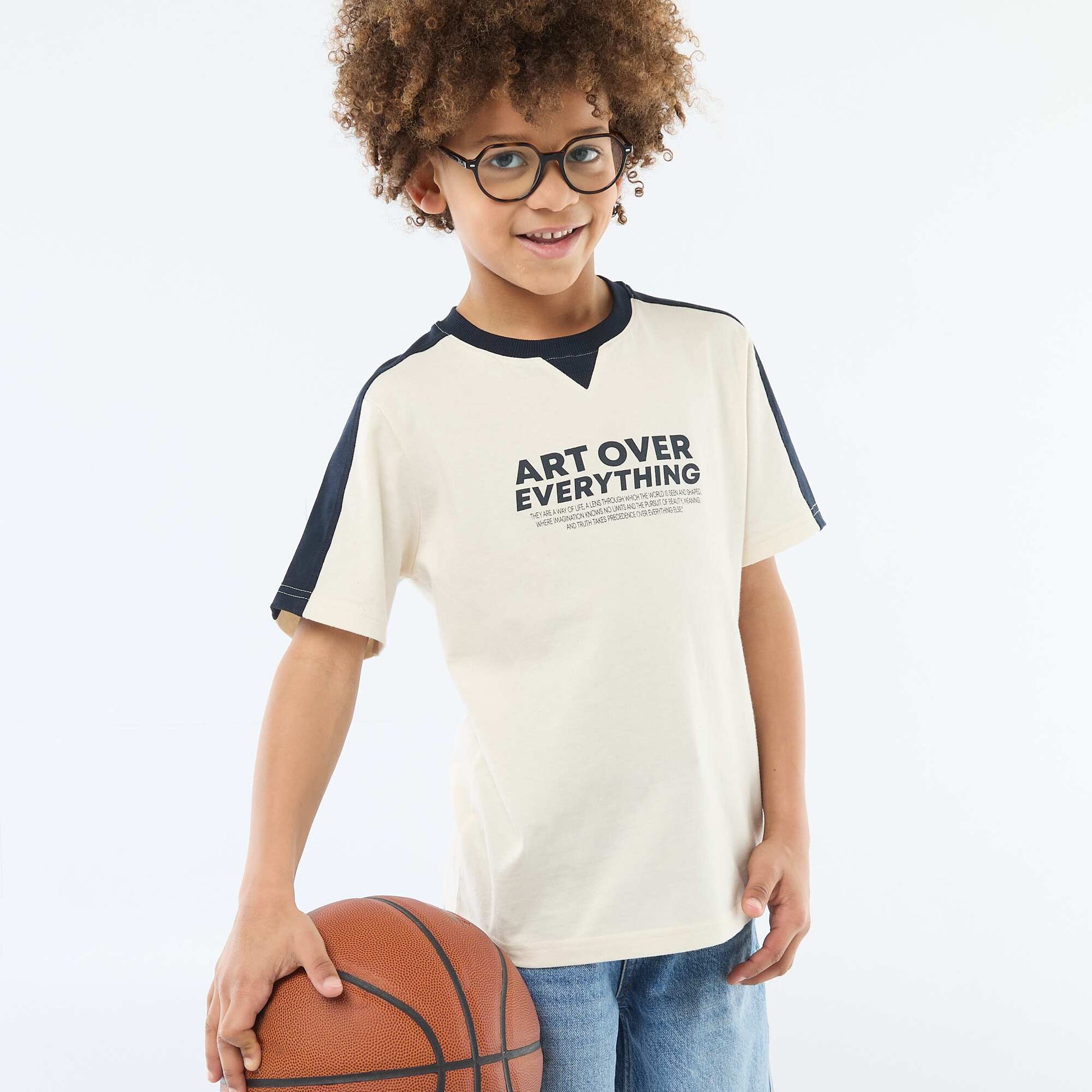 Camiseta estampada con mensaje BLANCO