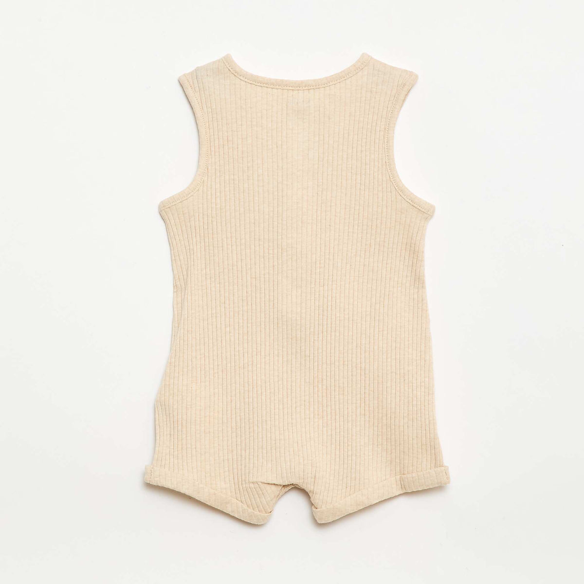 Pelele corto de punto acanalado BEIGE