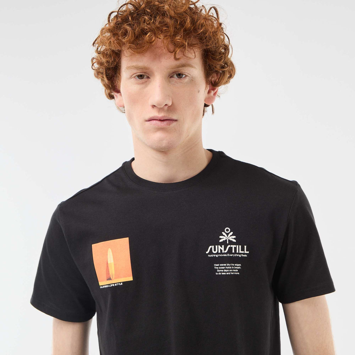 Camiseta de cuello redondo estampada en algodón BLANCO