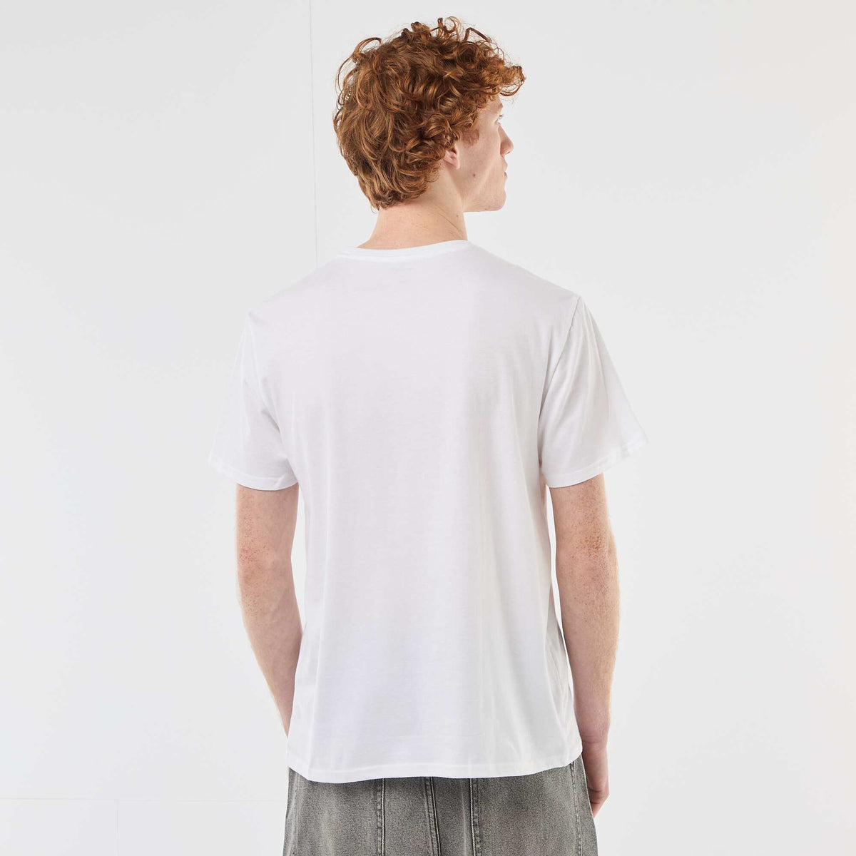 Camiseta de cuello redondo estampada en algodón BLANCO