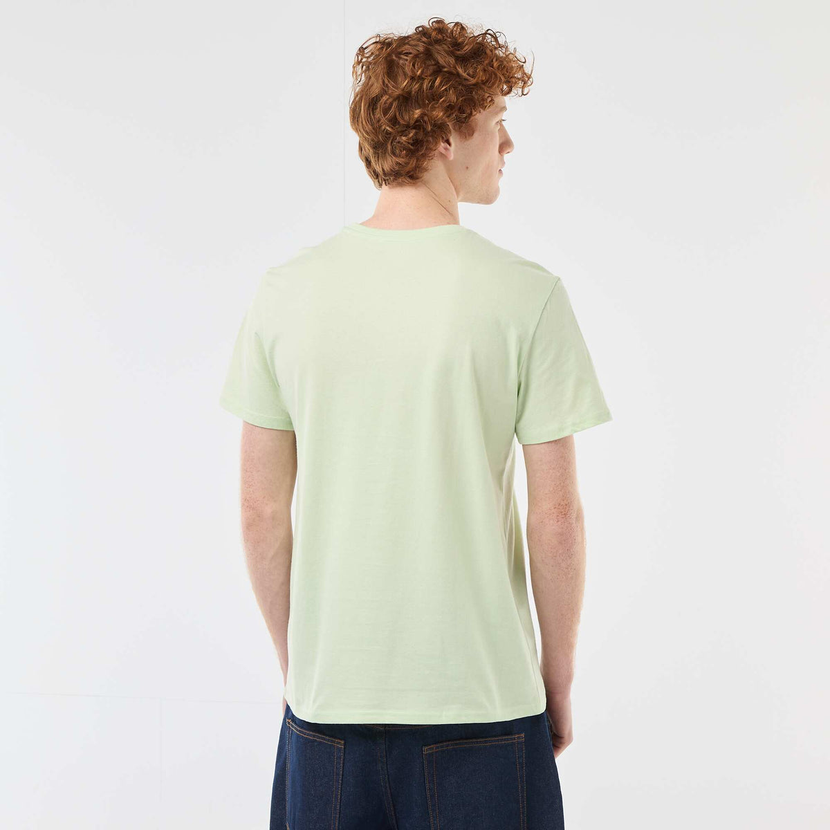 Camiseta de cuello redondo estampada en algodón VERDE