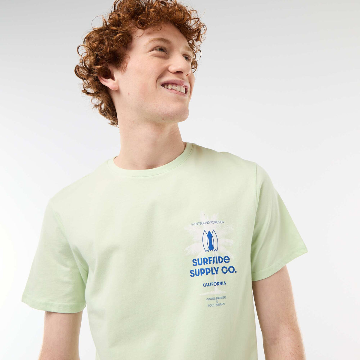 Camiseta de cuello redondo estampada en algodón VERDE