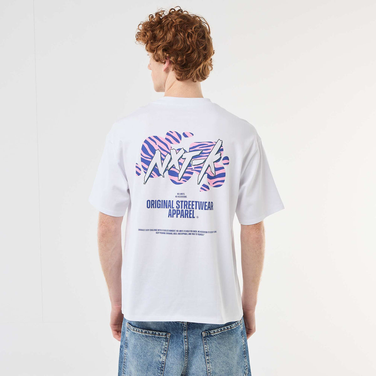 Camiseta con estampados delante y detrás en algodón liso BLANCO