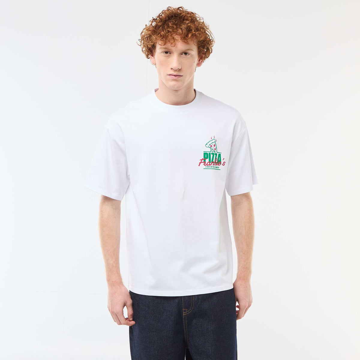 Camiseta con estampados delante y detrás en algodón liso BLANCO
