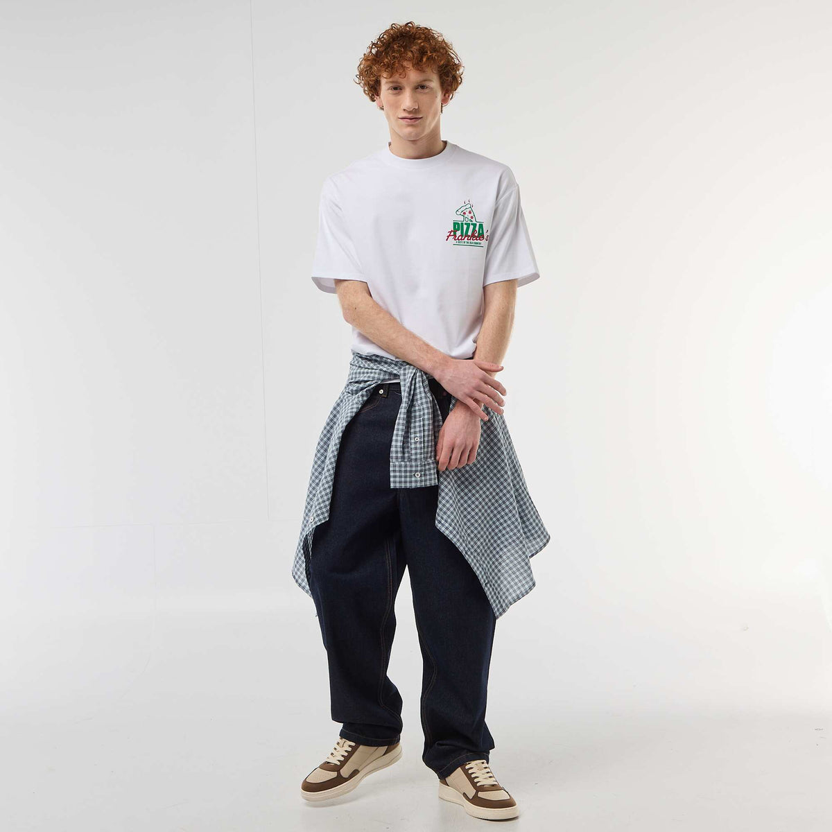 Camiseta con estampados delante y detrás en algodón liso BLANCO