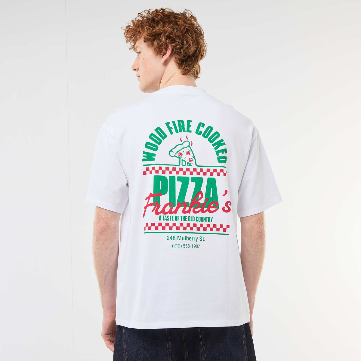 Camiseta con estampados delante y detrás en algodón liso BLANCO