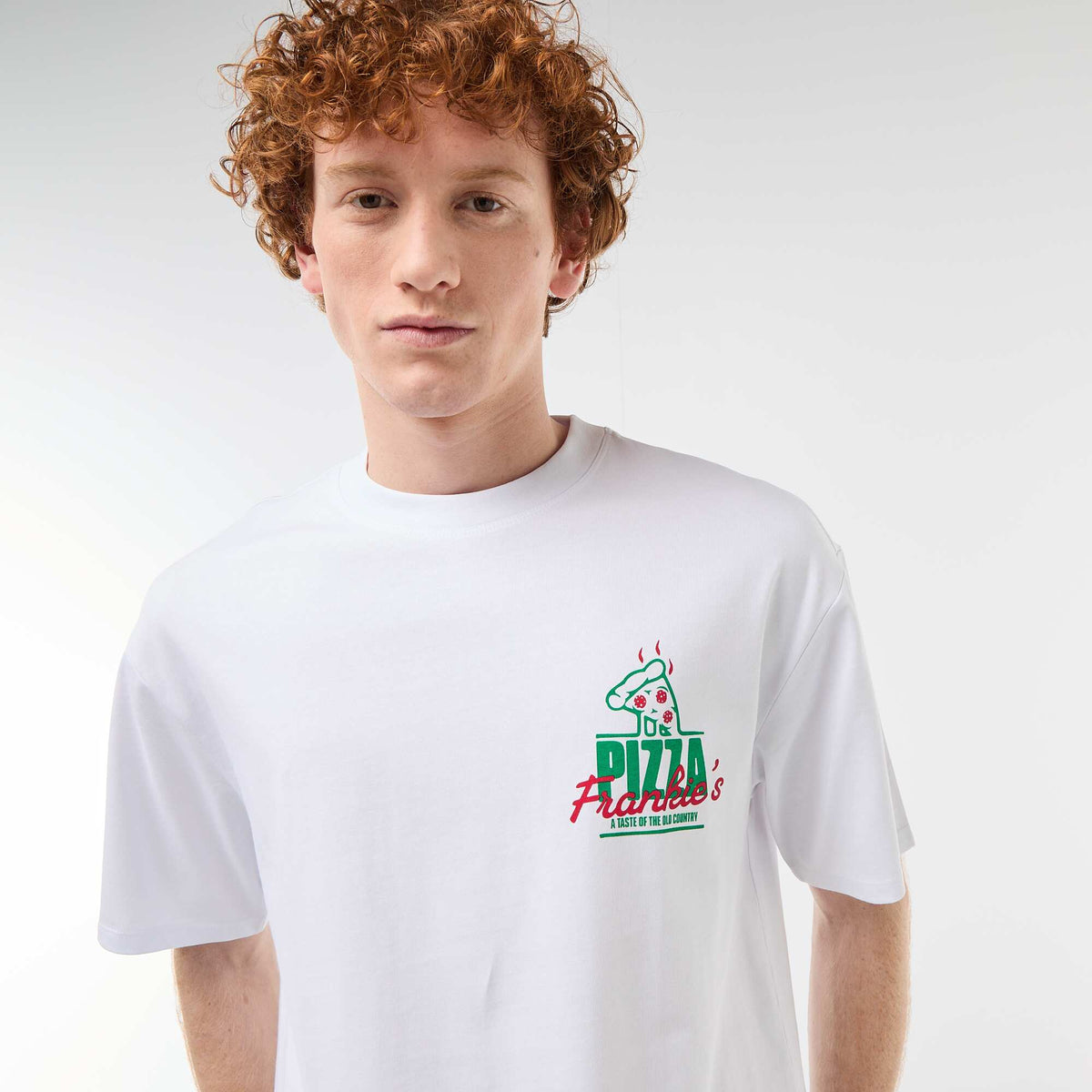 Camiseta con estampados delante y detrás en algodón liso BLANCO