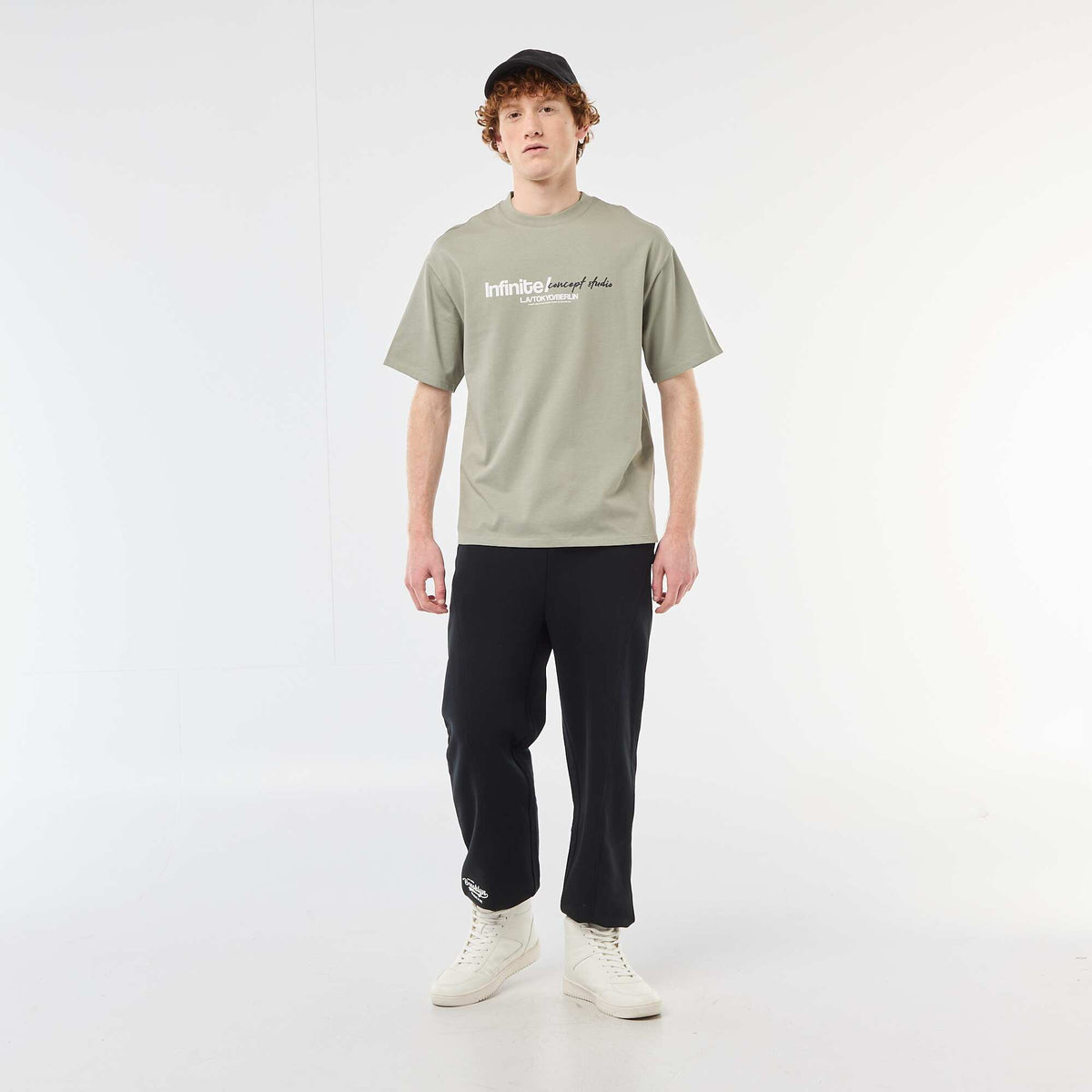 Camiseta con estampados delante y detrás en algodón liso VERDE