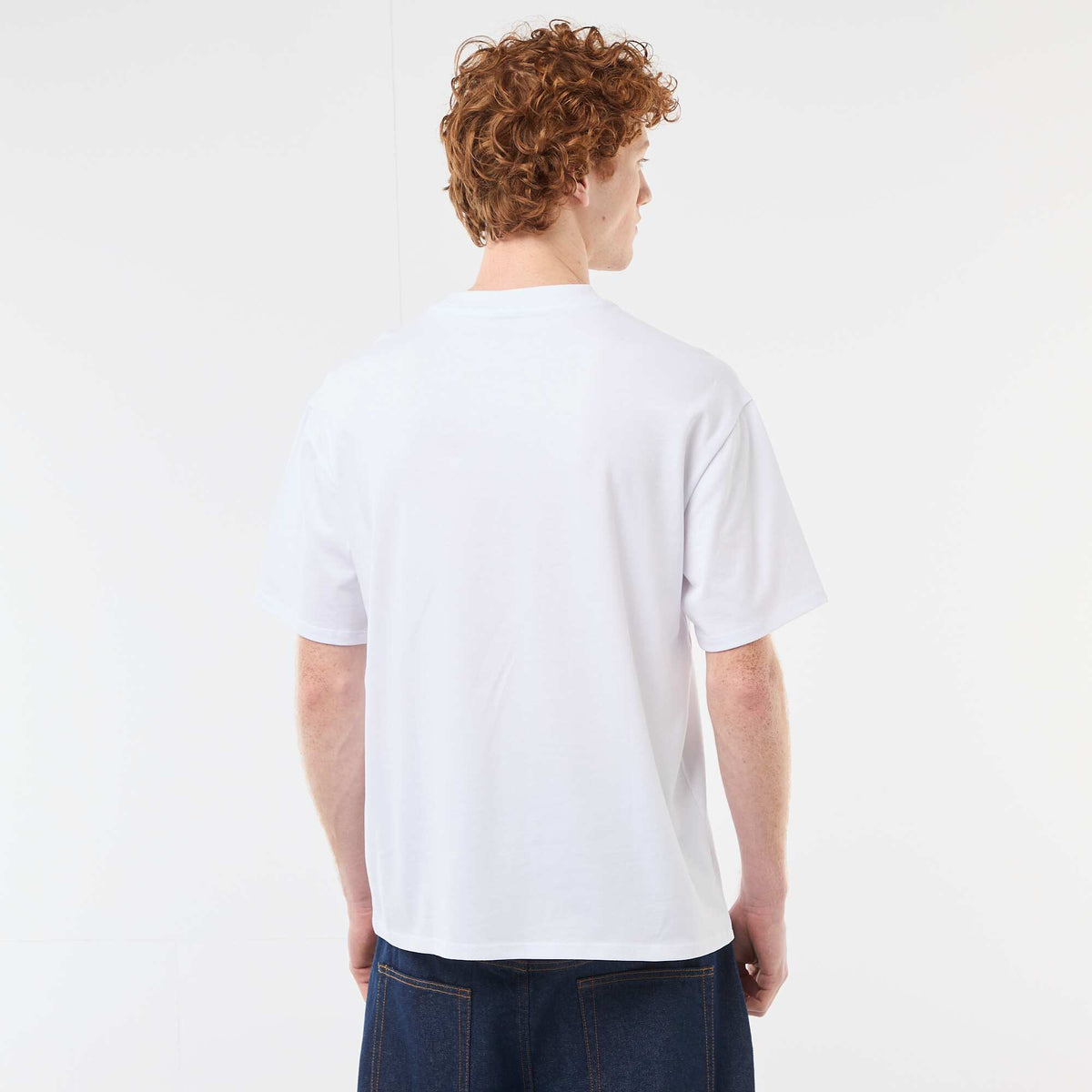Camiseta de cuello redondo con bordado contrastante BLANCO