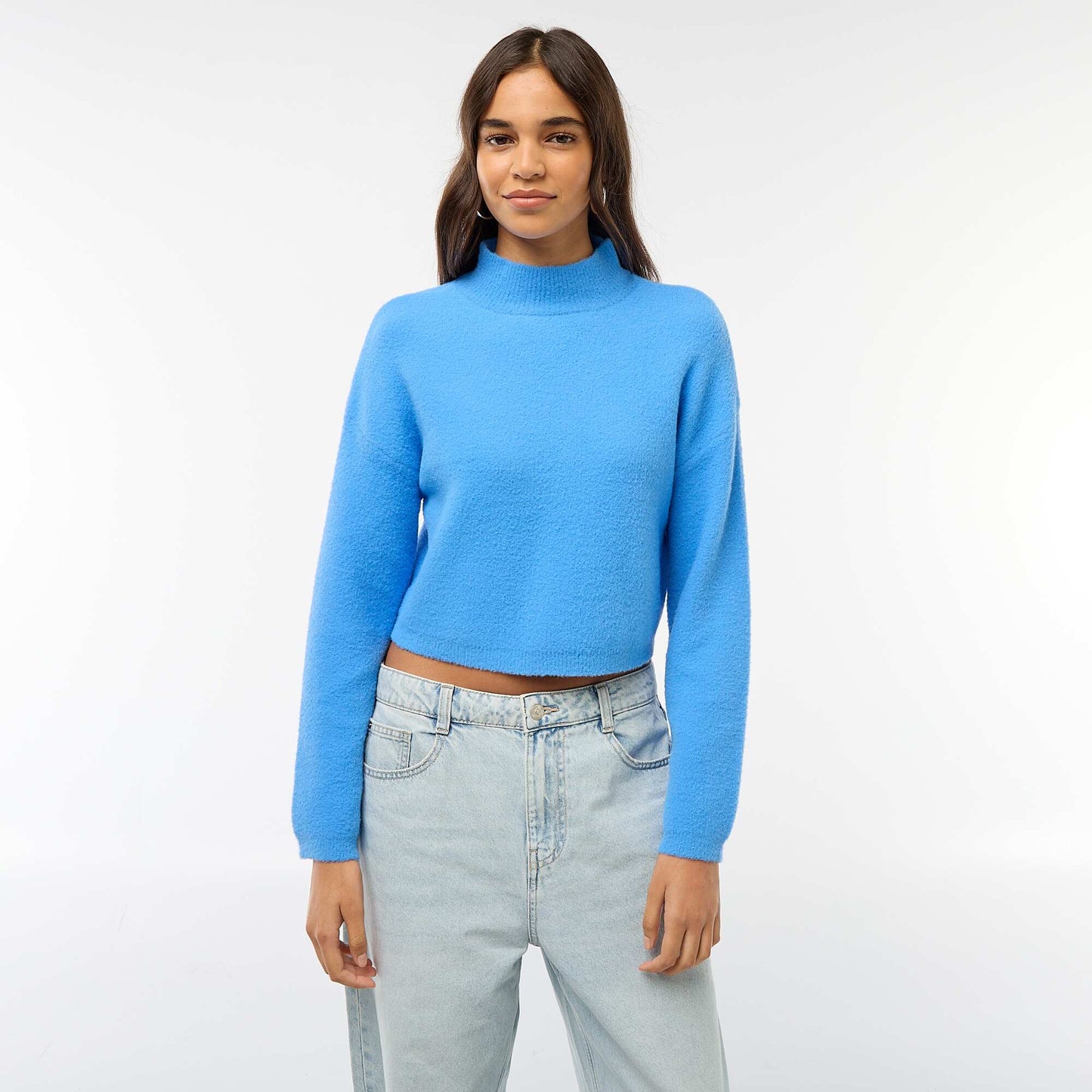 Sweater de cuello alto en punto grueso AZUL