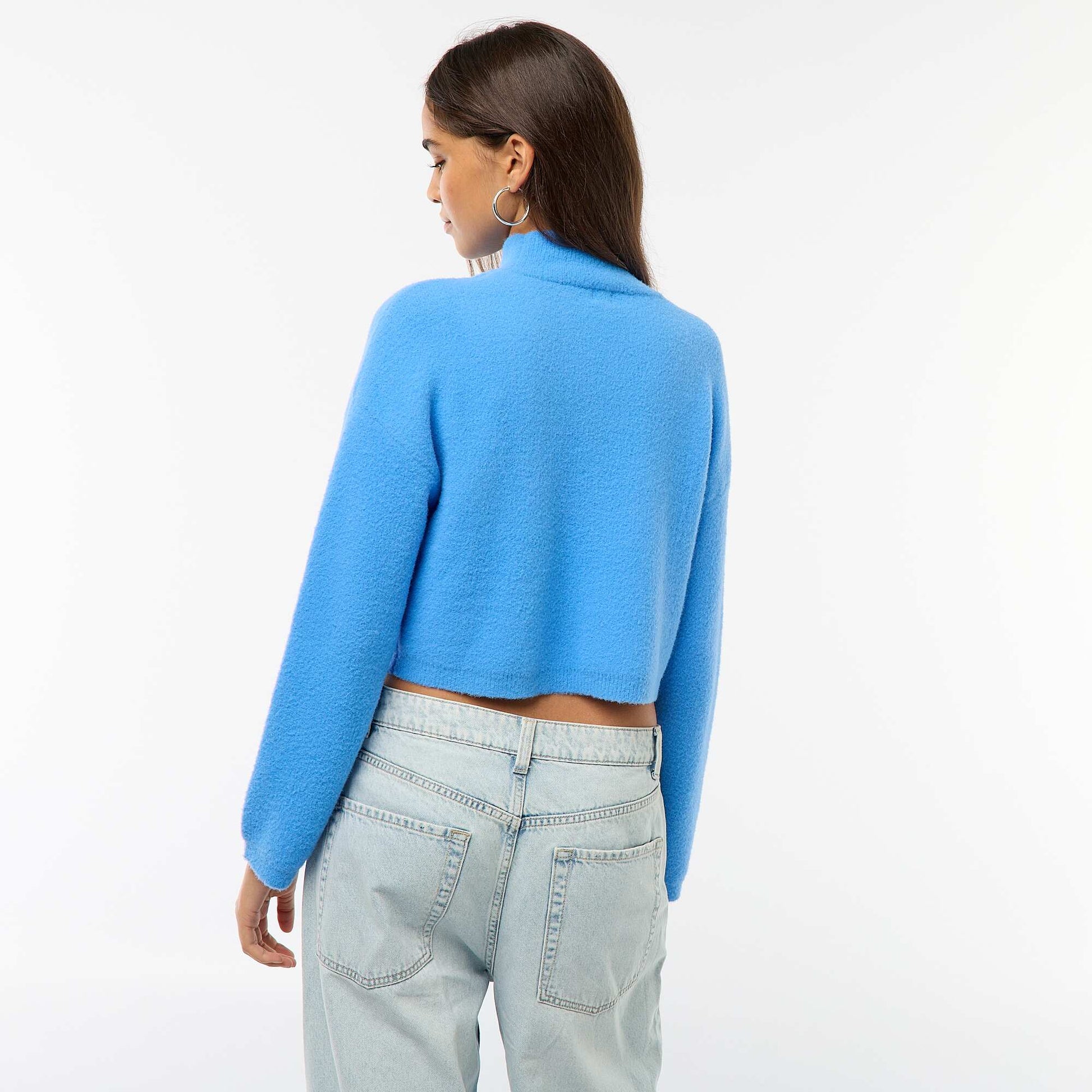 Sweater de cuello alto en punto grueso AZUL