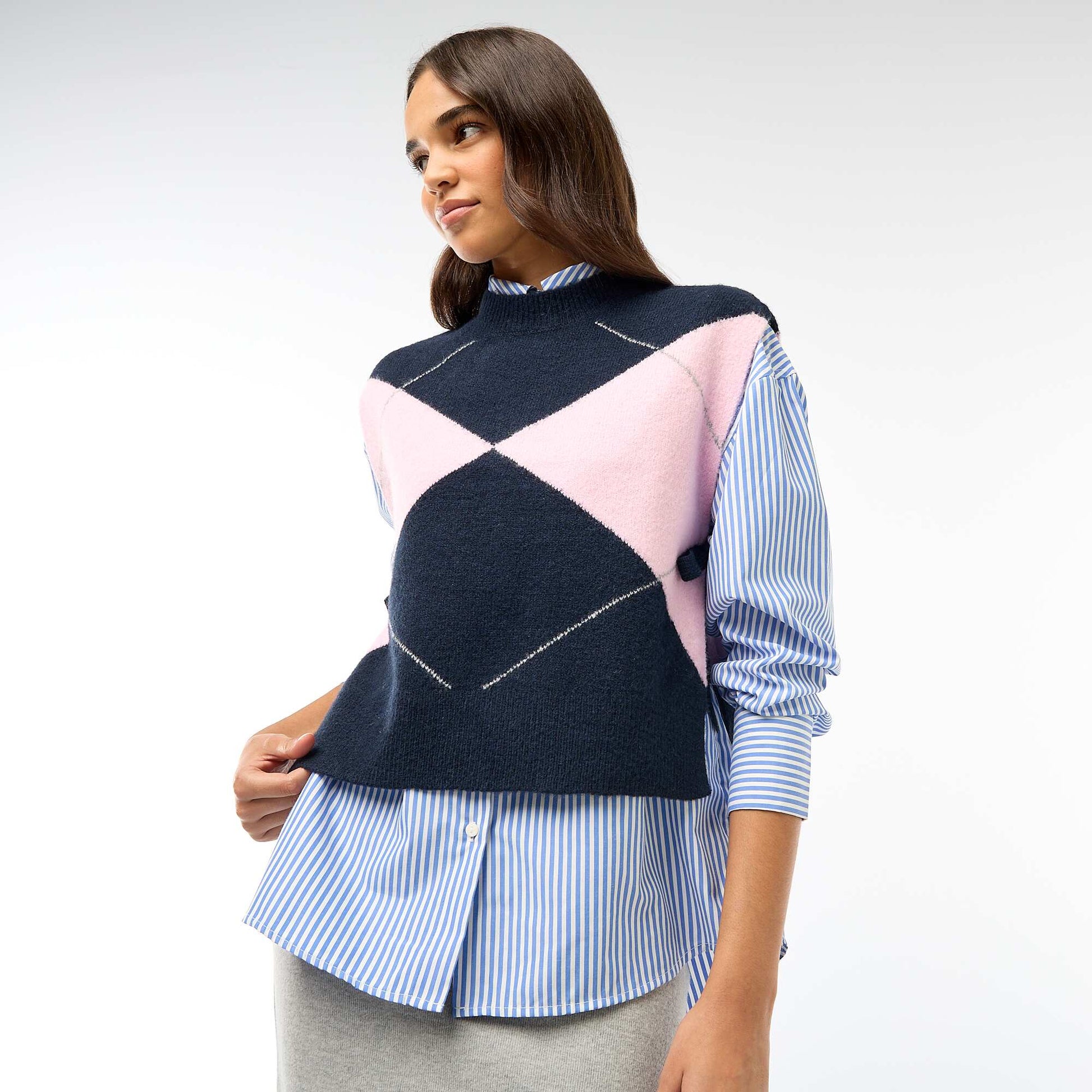 Sweater sin mangas con lazos para anudar en los laterales AZUL