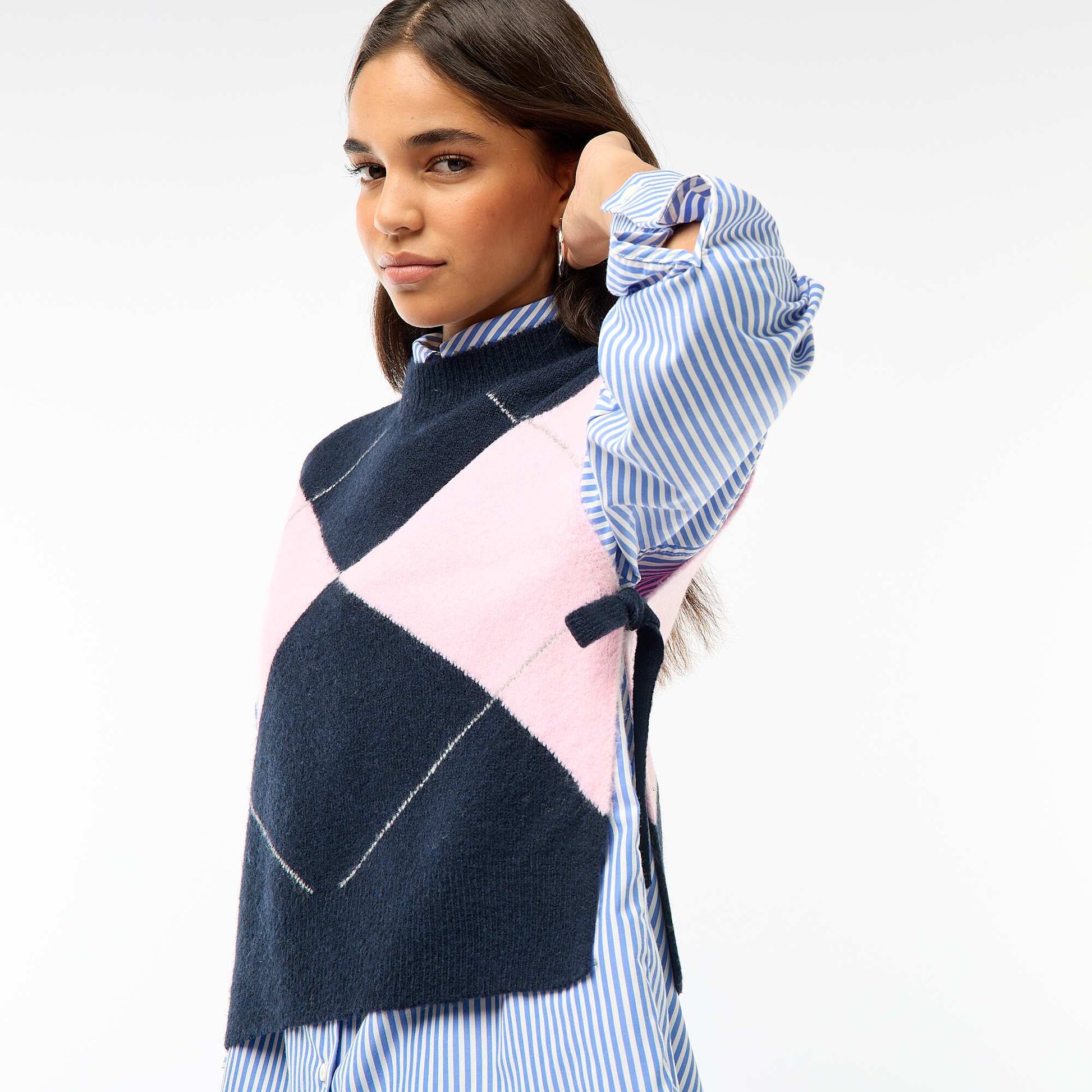 Sweater sin mangas con lazos para anudar en los laterales AZUL