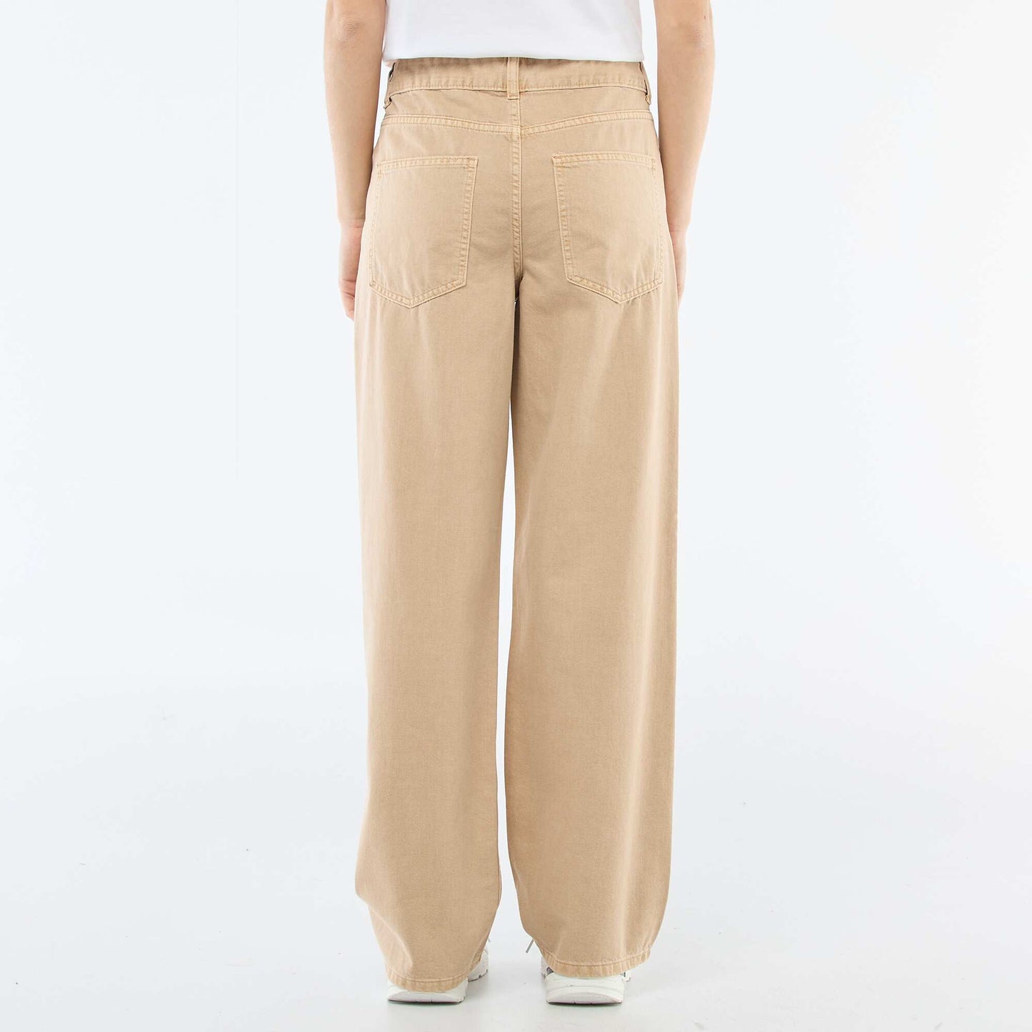 Pantalón de twill con abertura asimétrica BEIGE