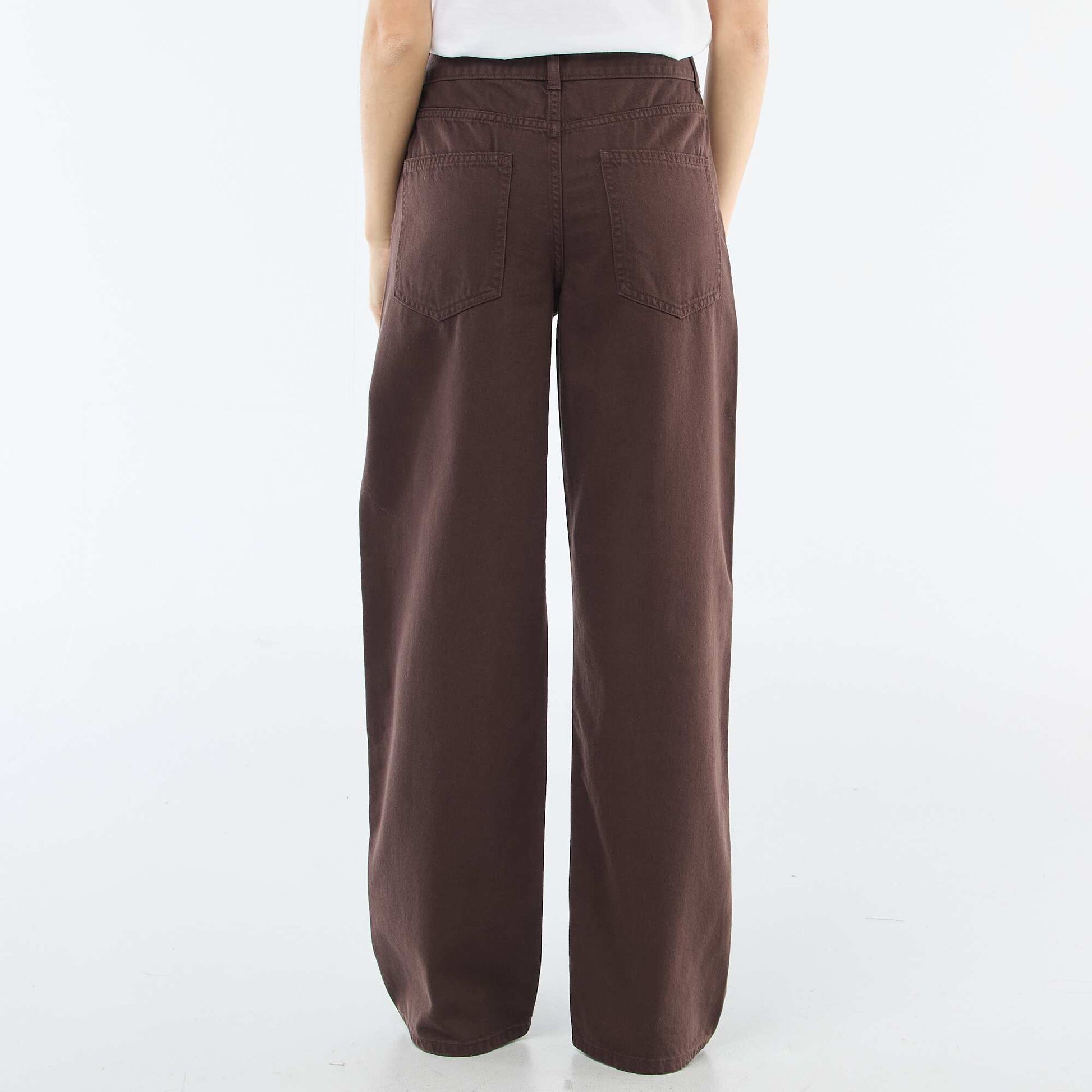 Pantalón de twill con abertura asimétrica MARRON