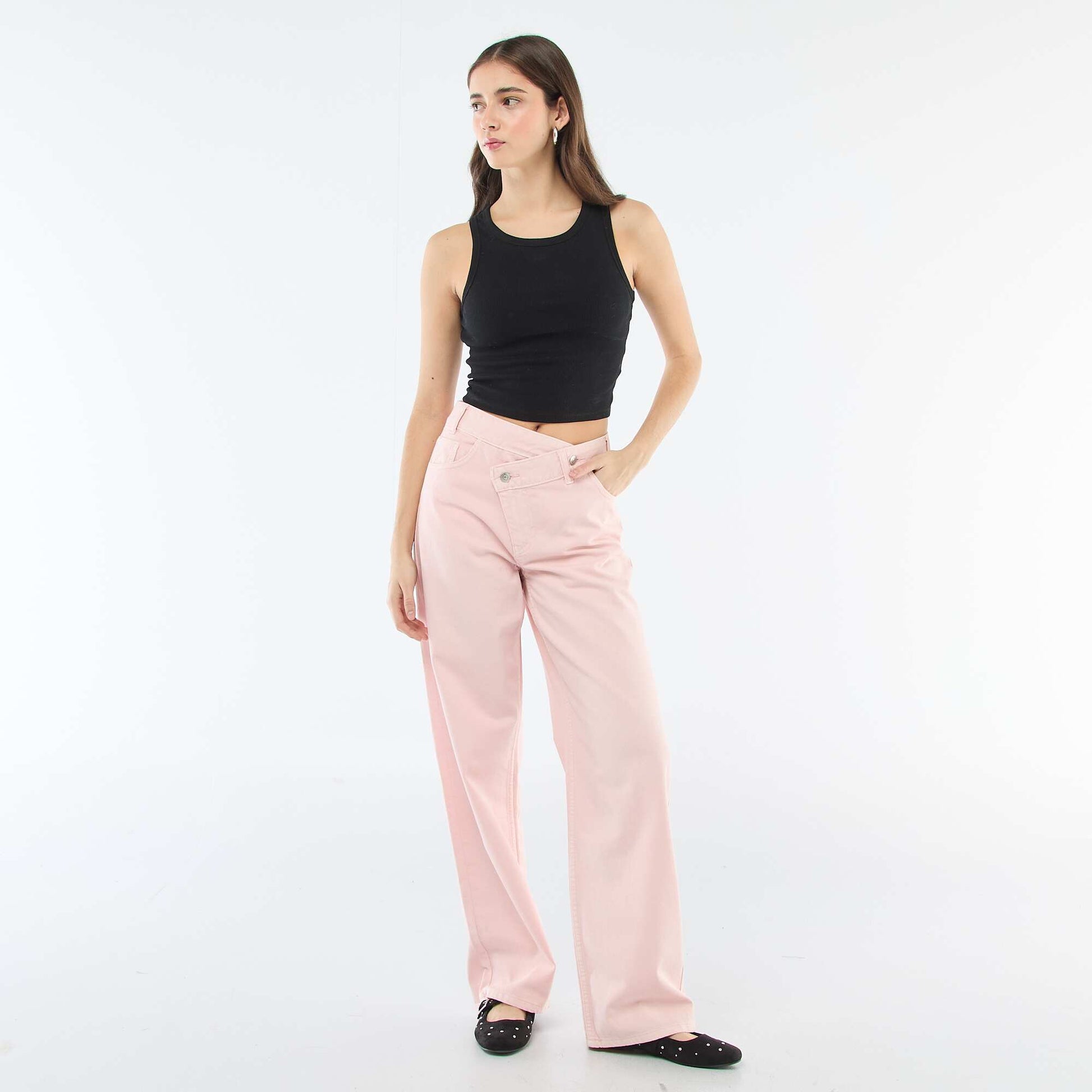 Pantalón de twill con abertura asimétrica ROSA