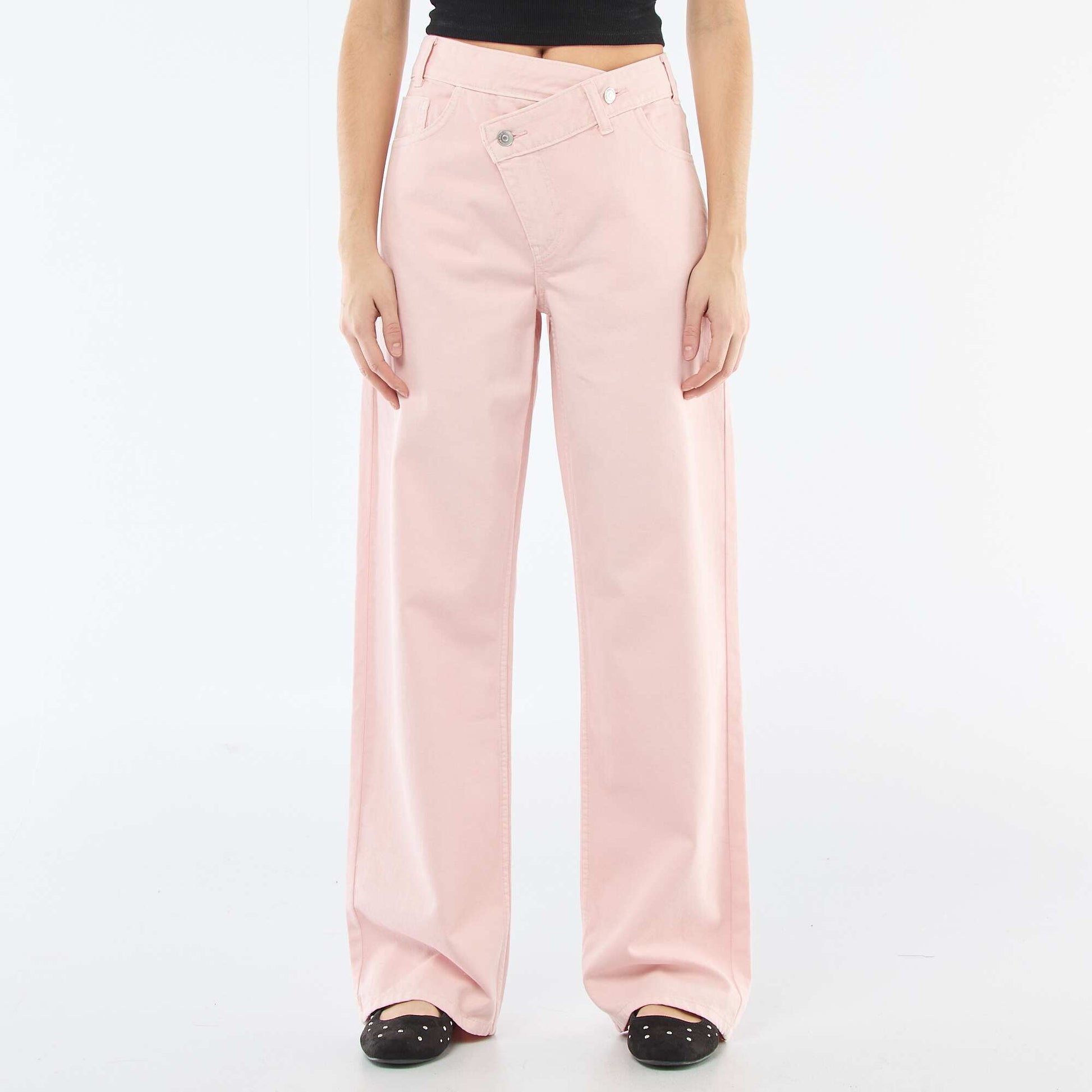 Pantalón de twill con abertura asimétrica ROSA