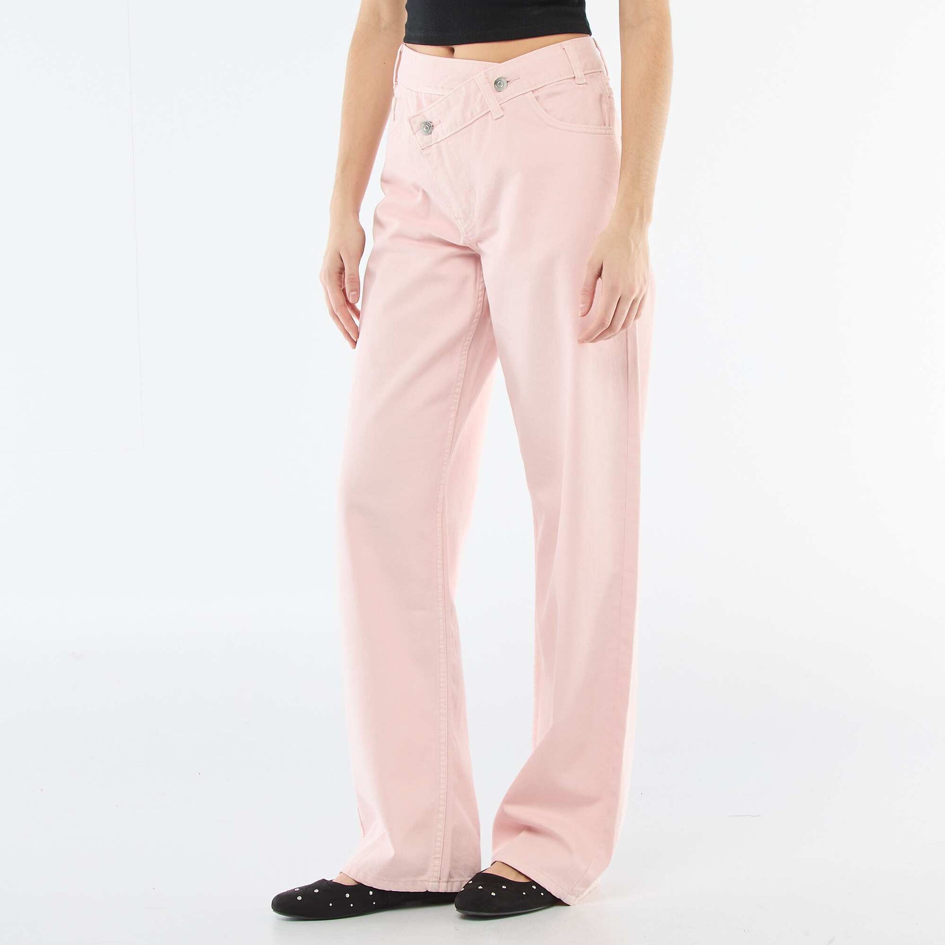 Pantalón de twill con abertura asimétrica ROSA