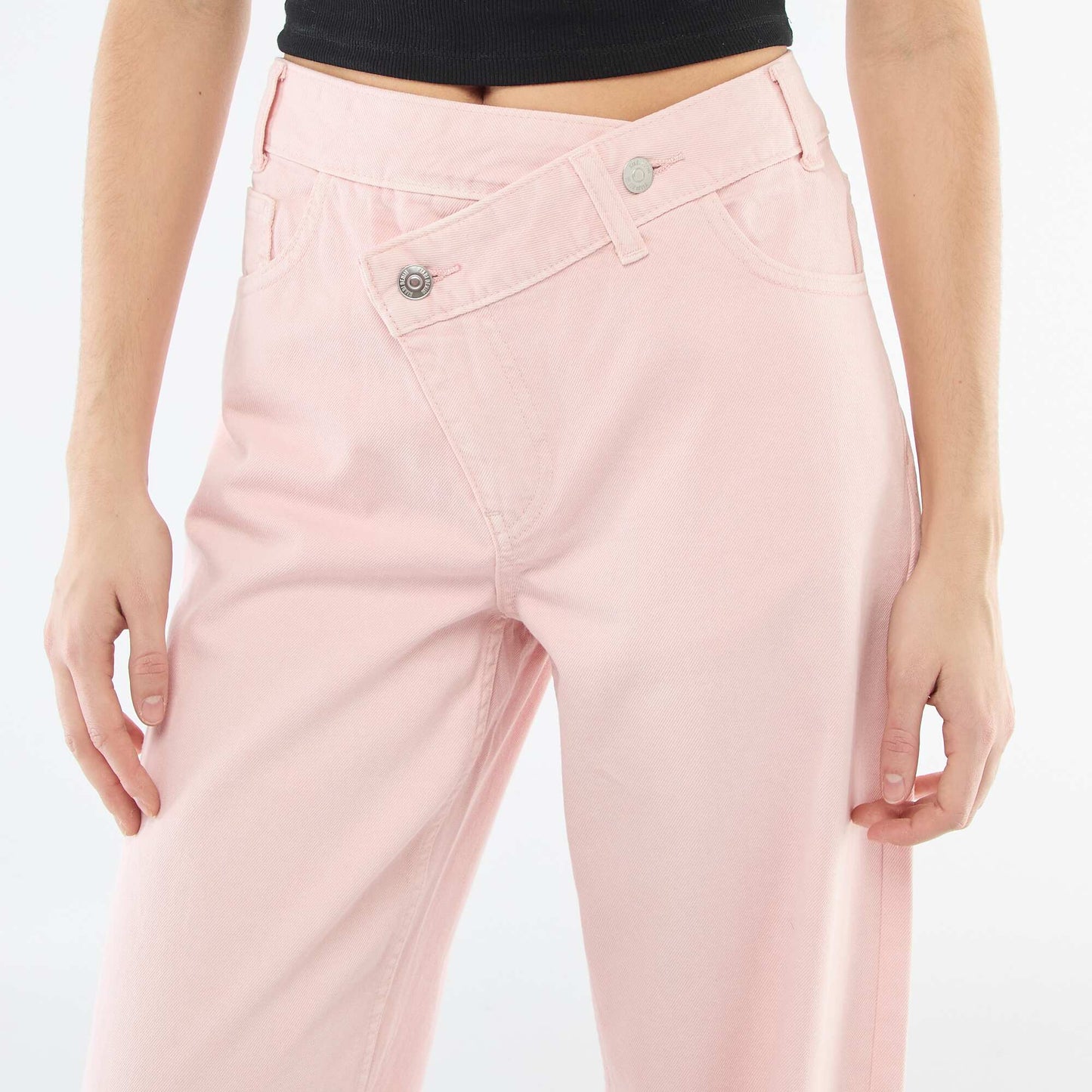 Pantalón de twill con abertura asimétrica ROSA